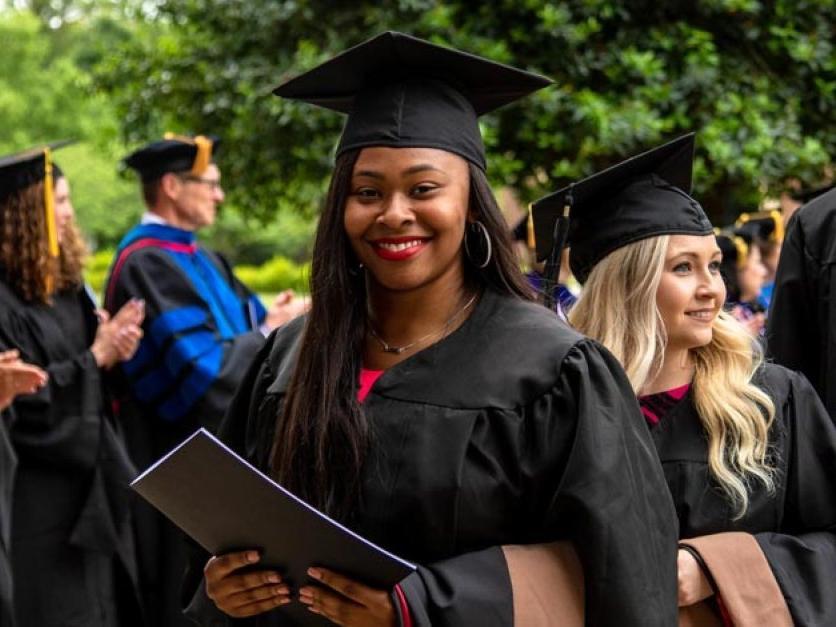 Smiling student at commencement